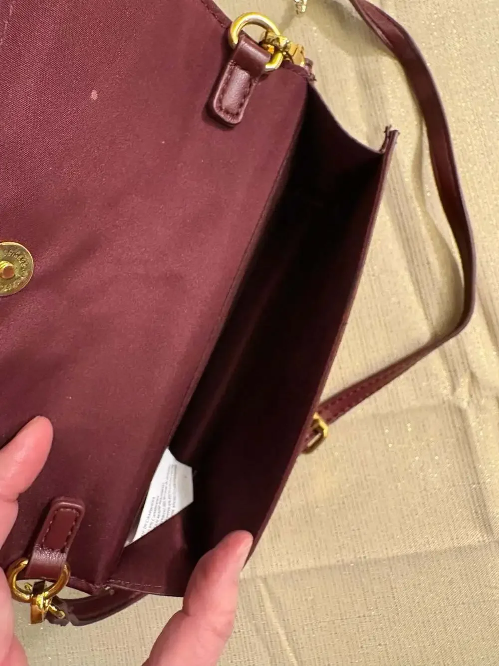 Burgundy Asymmetrical Flap Multi-Compartment Wallet Crossbody Bag